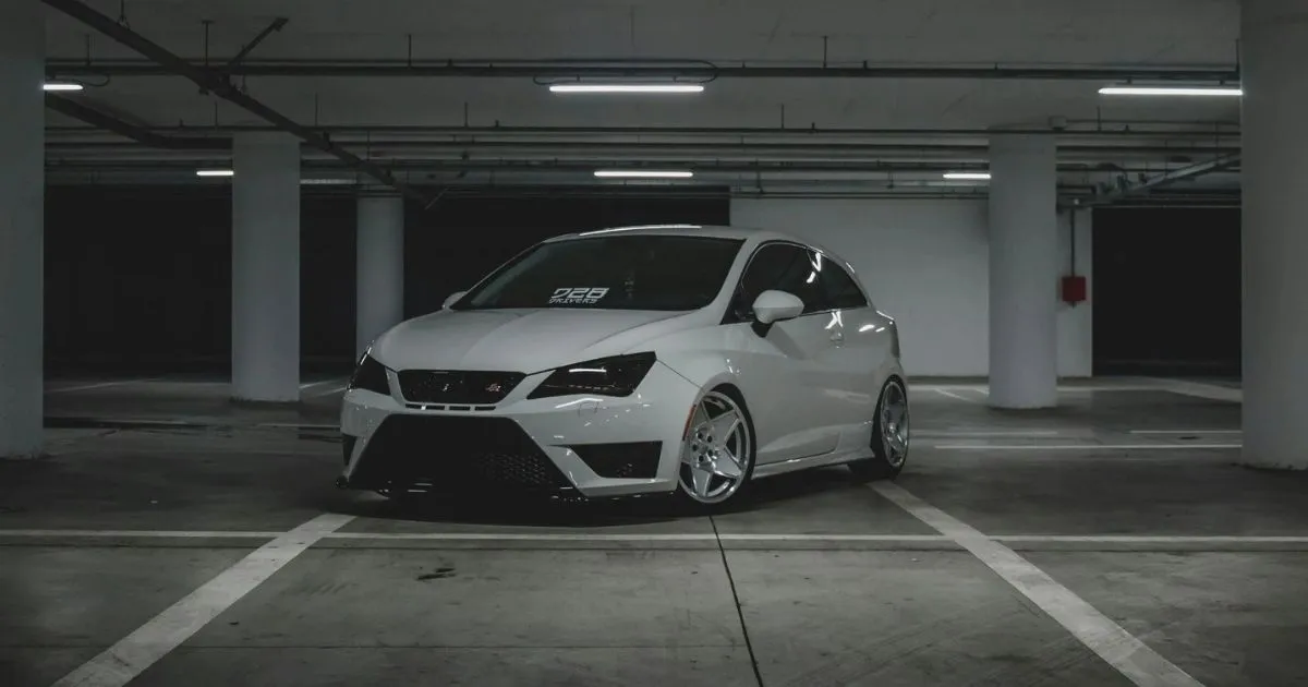 Car parked in a parking garage