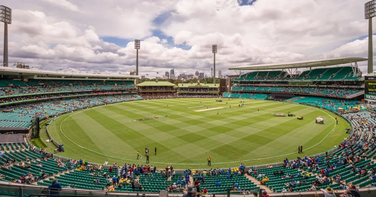 Iconic Sydney Cricket Ground with lush green pitch
