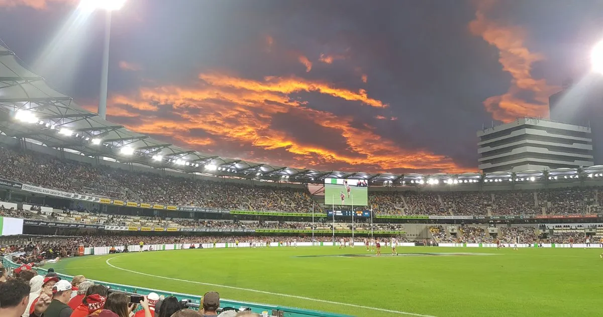 The Gabba Brisbane A bustling sports stadium with a vibrant atmosphere