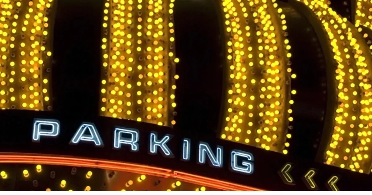 A Bright Parking Sign Displayed Outside A Famous Casino In Asutralia