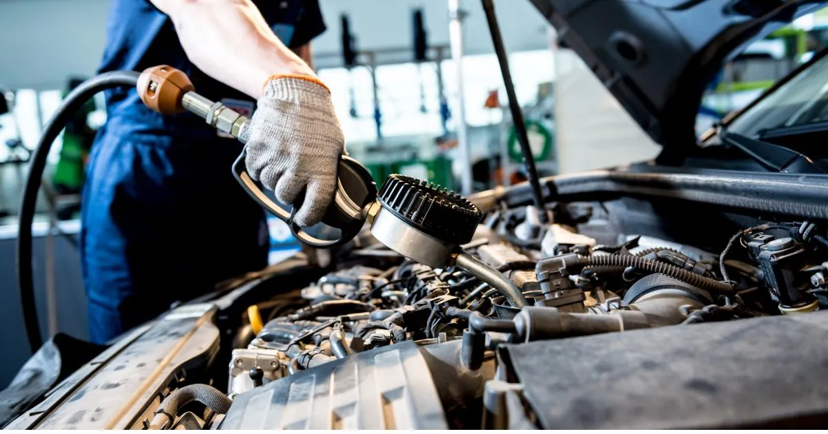 A Car Being Serviced At A Car Service Point