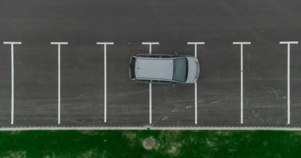 A Car In A Perpendicular Parking Lot