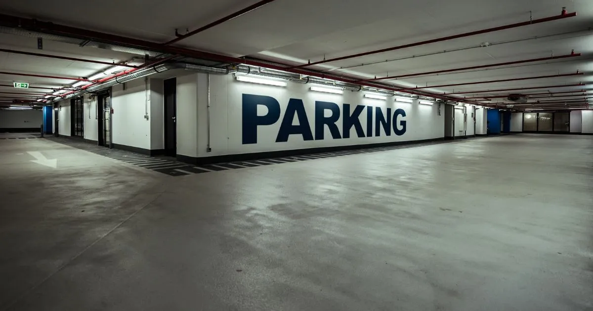 A Completely Unfilled Car Park With A Huge Number Of Available Parking Spaces For Rent