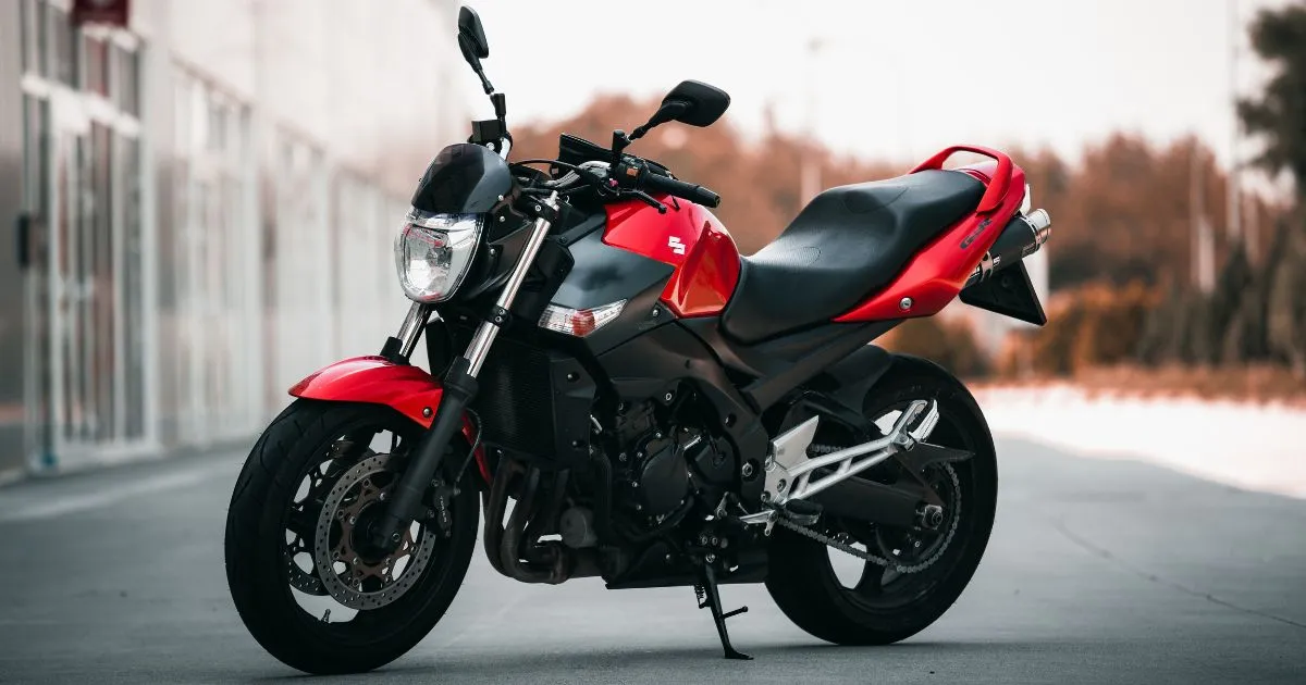 A Heavy Bike Parked On The Road