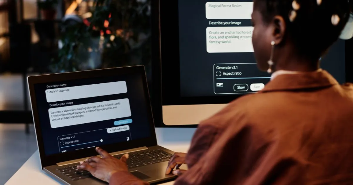 A Lady Using Ai On Her Laptop To Run Her Parking Business