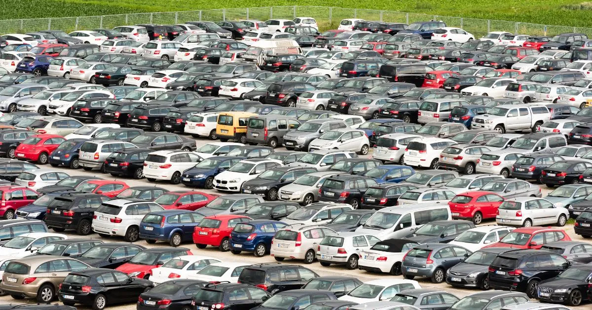 A Large Parking Lot With Numerous Parked Vehicles A Large Parking Lot With Numerous Parked Vehicles