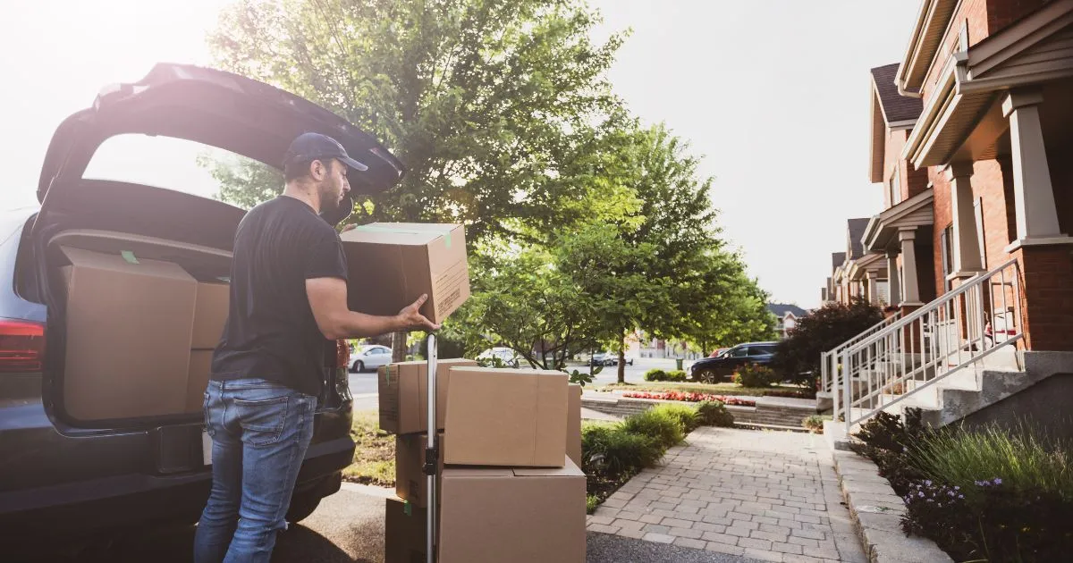 A Man Loading Boxes In A Vehicle On A Moving Day