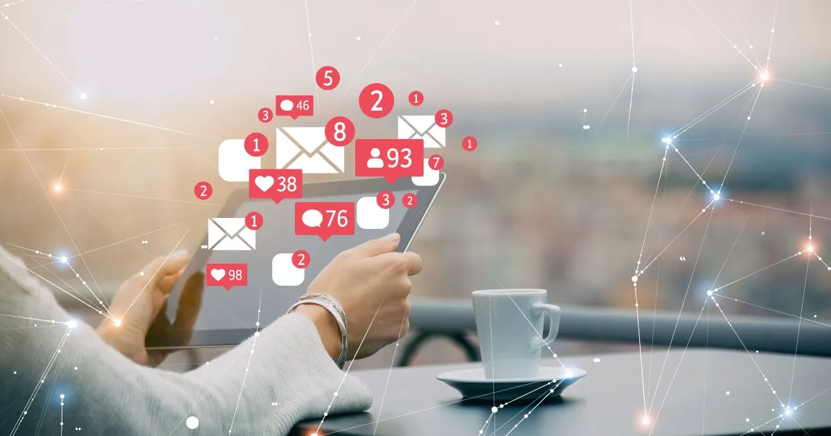 A Mobile App User Receives Push Notifications From The Company While Taking Coffee