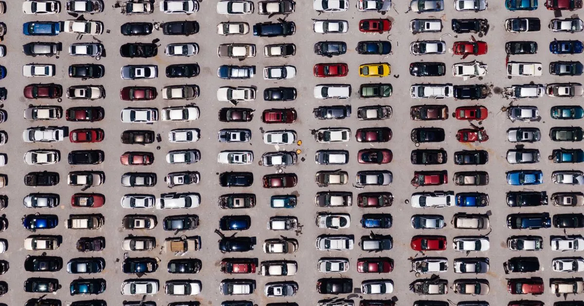 Aerial Symmetry A Sea of Parked Cars