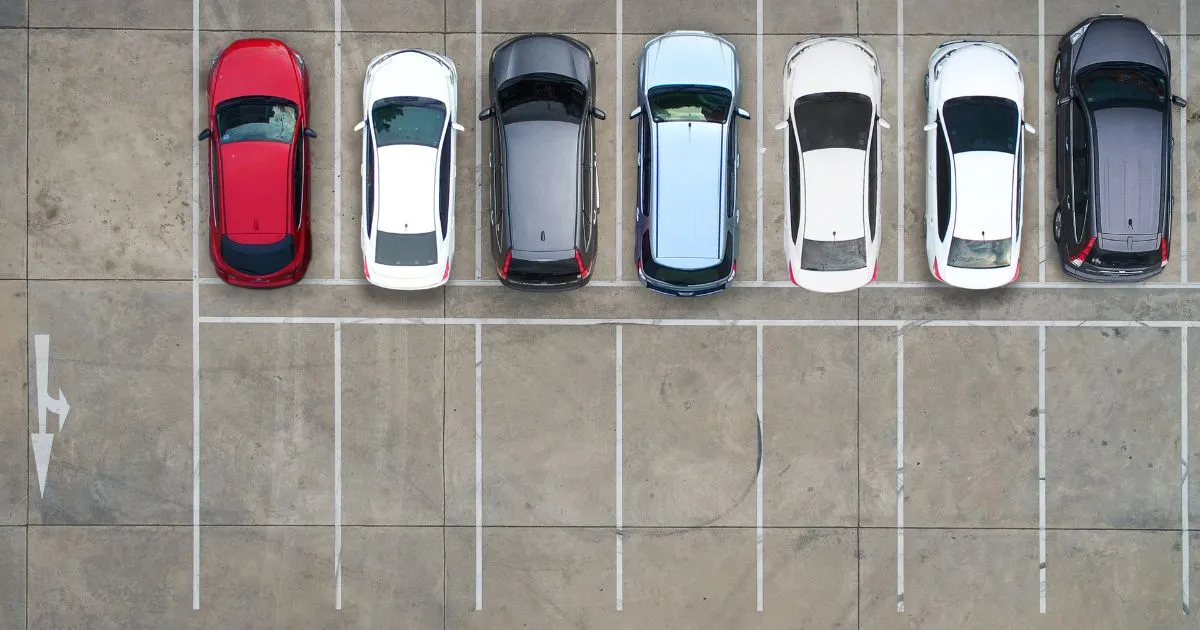 Aerial View of A Parking Lot With Cars