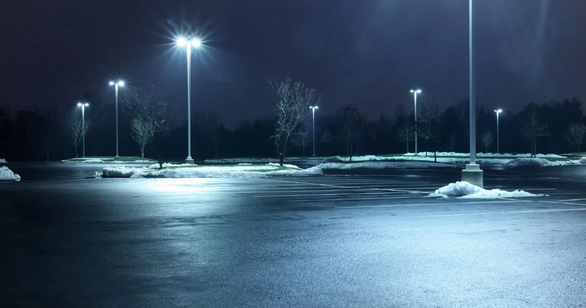 An Outdoor Parking Lot With Proper Lighting
