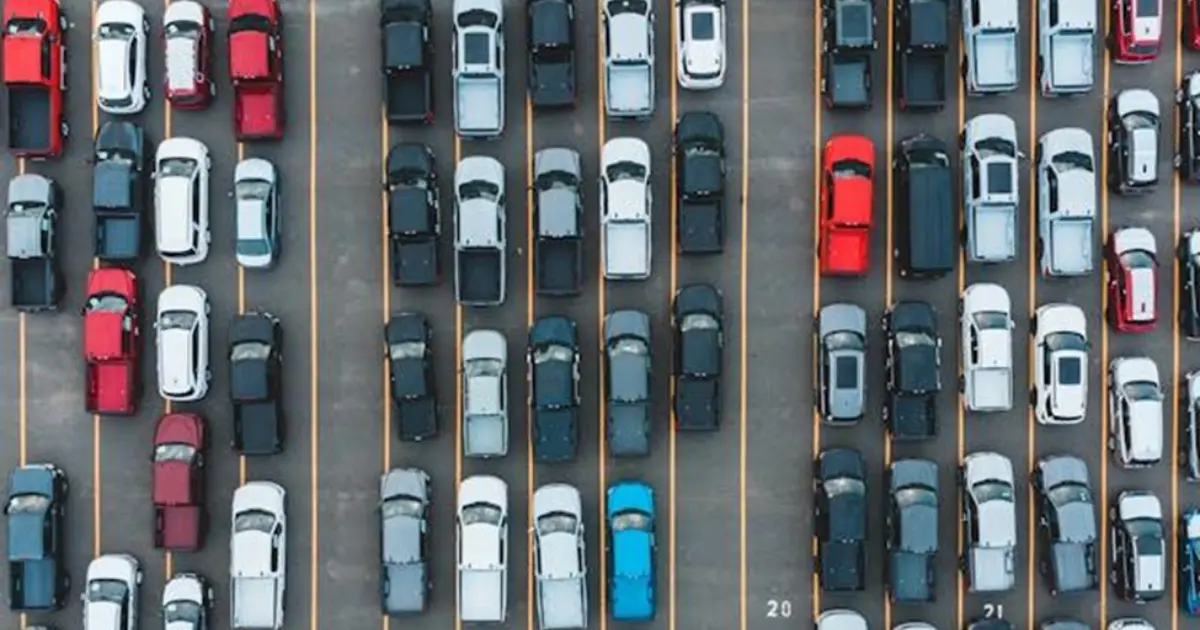 Cars Lined Up In Parking Lot Cars Lined Up In Parking Lot