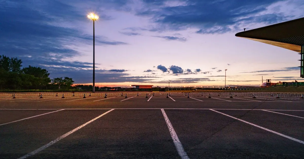 Empty Parking Lot at Sunset