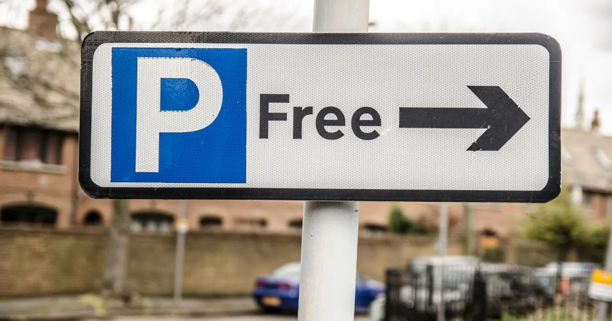 Free Parking Sign In A City Area