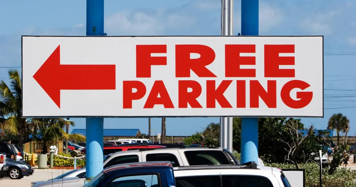 Free Parking Sign In Car Yard Parking Lot