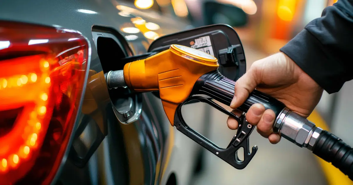 Hand Filling Parked Car With Petrol
