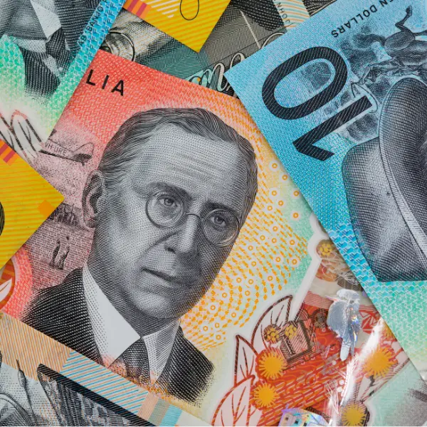 Close up view of Australian banknotes showing the profit when you advertise parking space free on our platform.