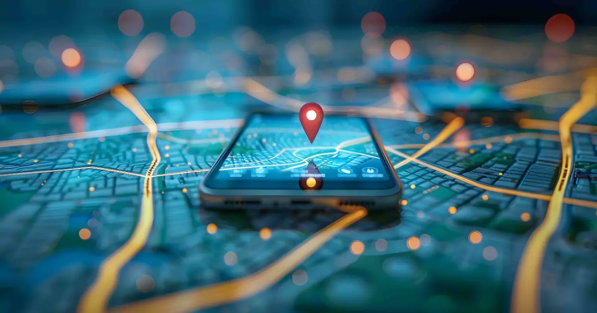 Mobile Phone Technology Showing Parking Maps