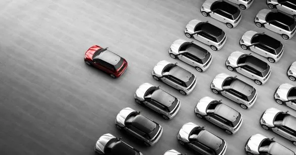 Multiple Parked Cars In A Fleet In A Car Park