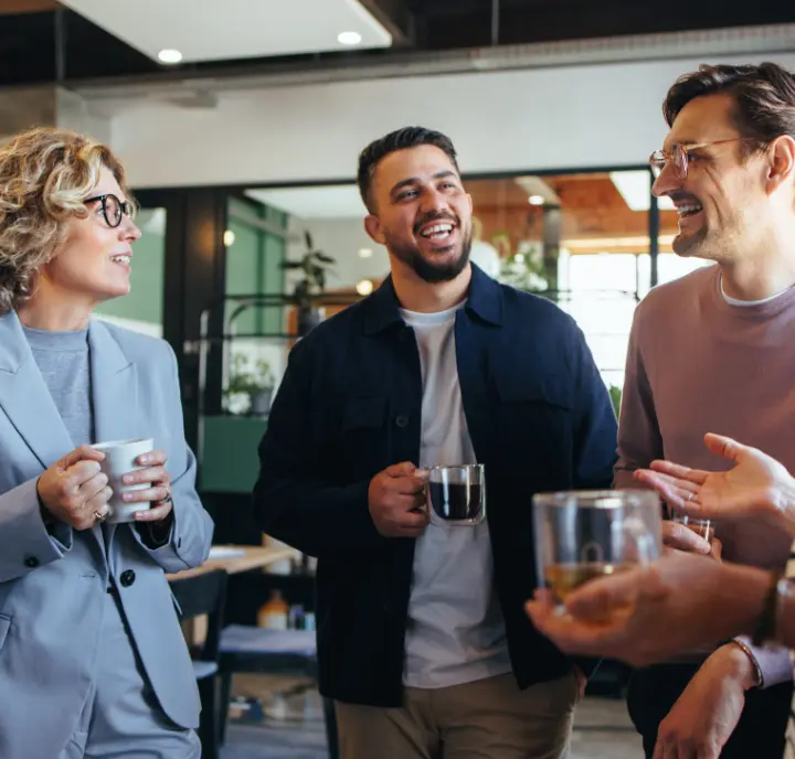 Colleagues Chat About Invite Friends Parking Rewards Colleagues chat about the invite friends parking rewards that help them find better parking near work.