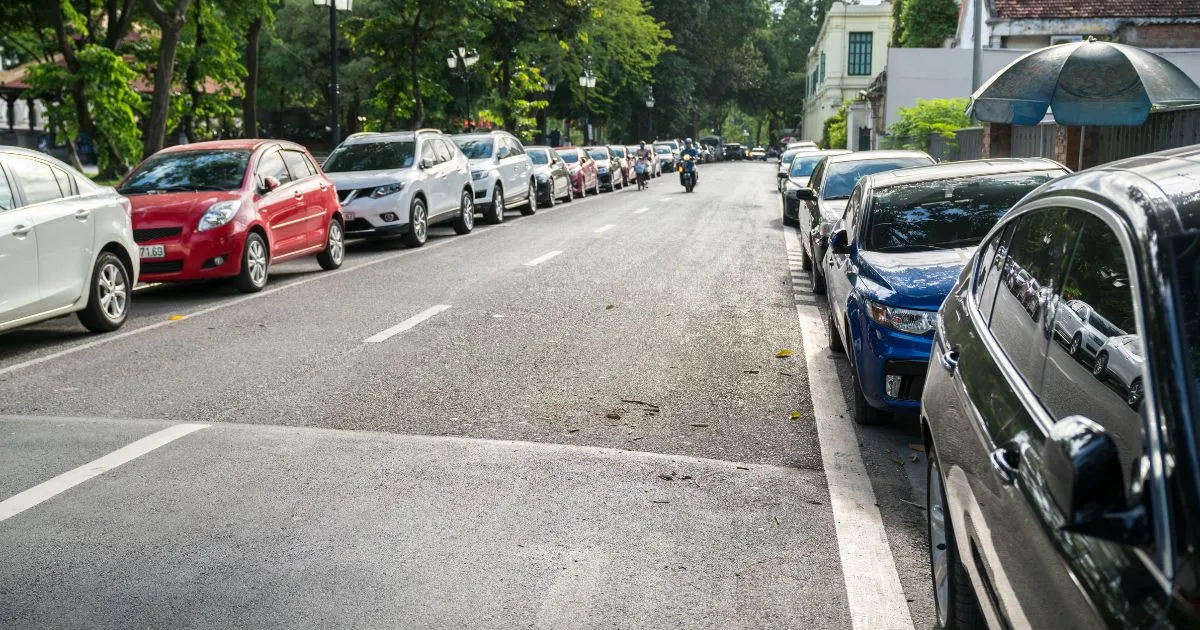 Parallel Parked Cars On Both Sides Of A Residential Street Parallel Parked Cars On Both Sides Of A Residential Street