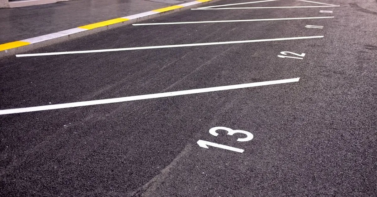 Parking Lines And Markups In An Empty Car Park Having Numerous Available Parking Spaces