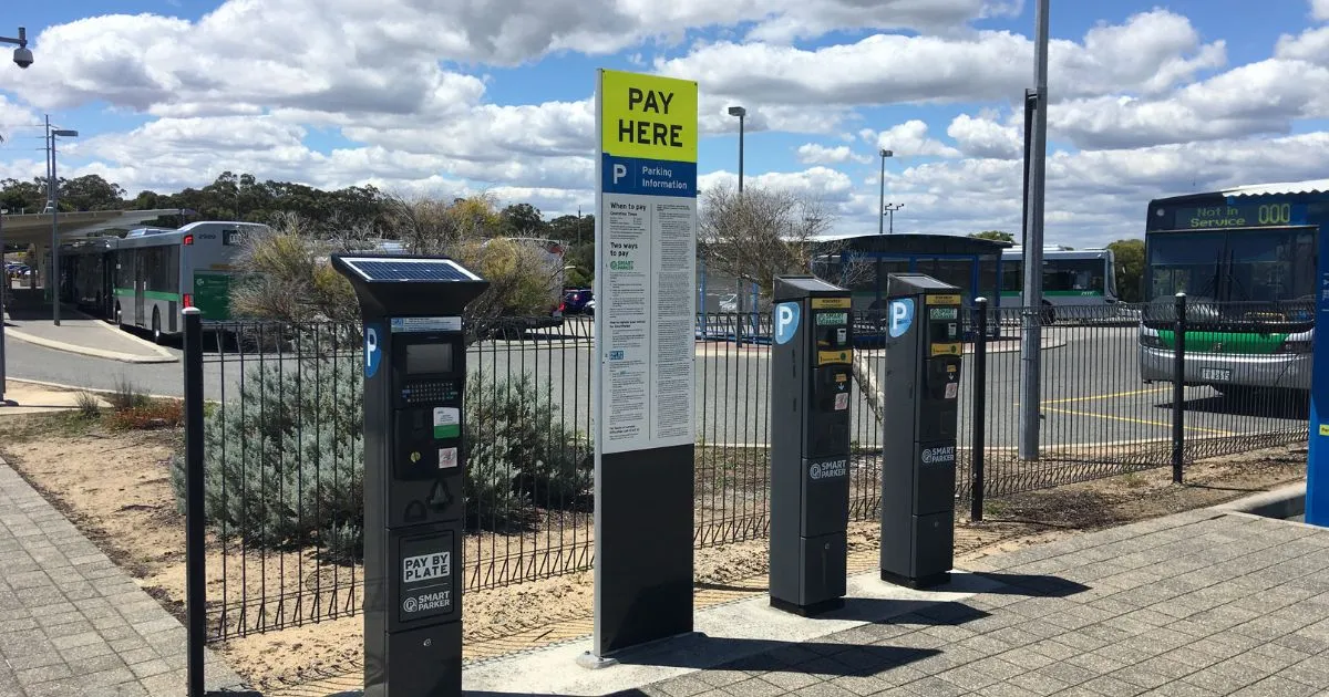 Pay By Plate Parking Smart Parking Meters In A Parking Lot For Parking Payments