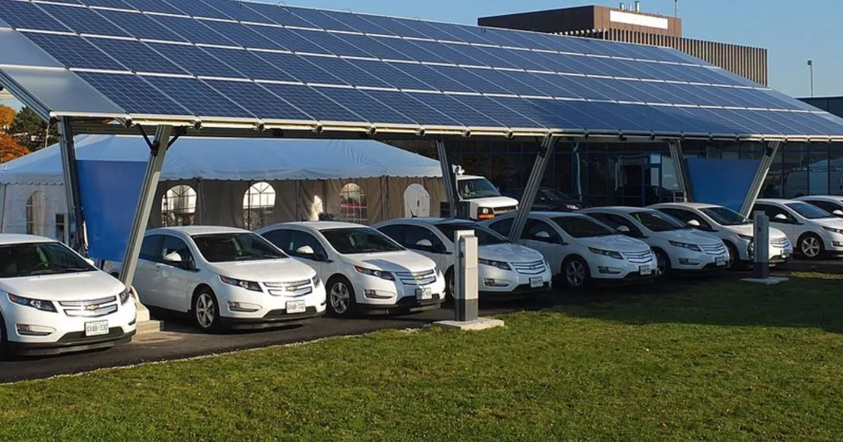 Solar Panels Installed In The Parking Lot For Ev Charging