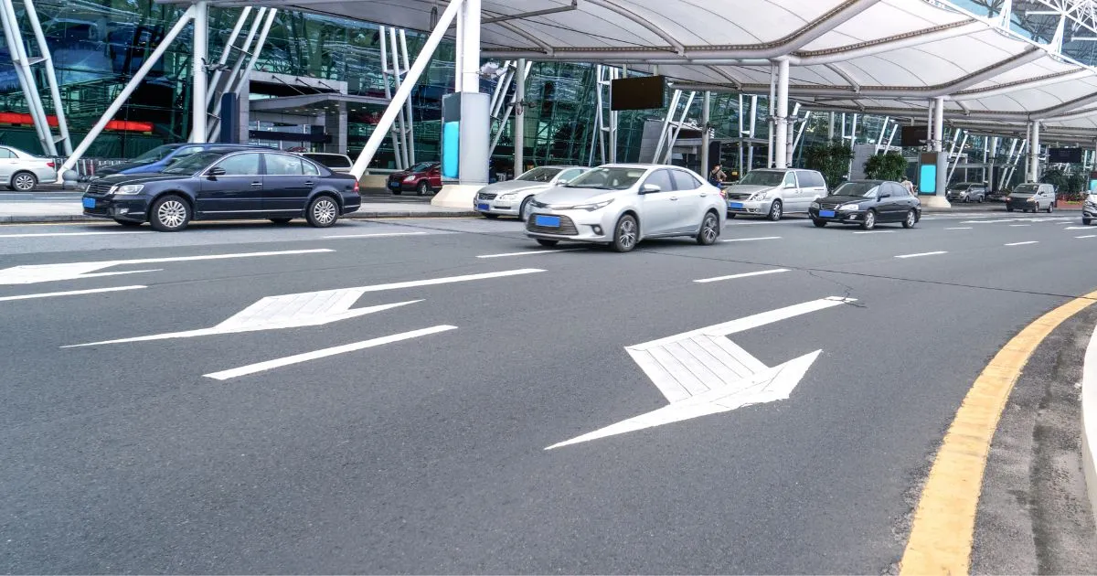 The Exit Point Of A Busy Airport