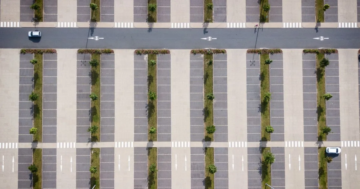 The Layout Of A Huge Car Park With Green Landscape The Layout Of A Huge Car Park With Green Landscape