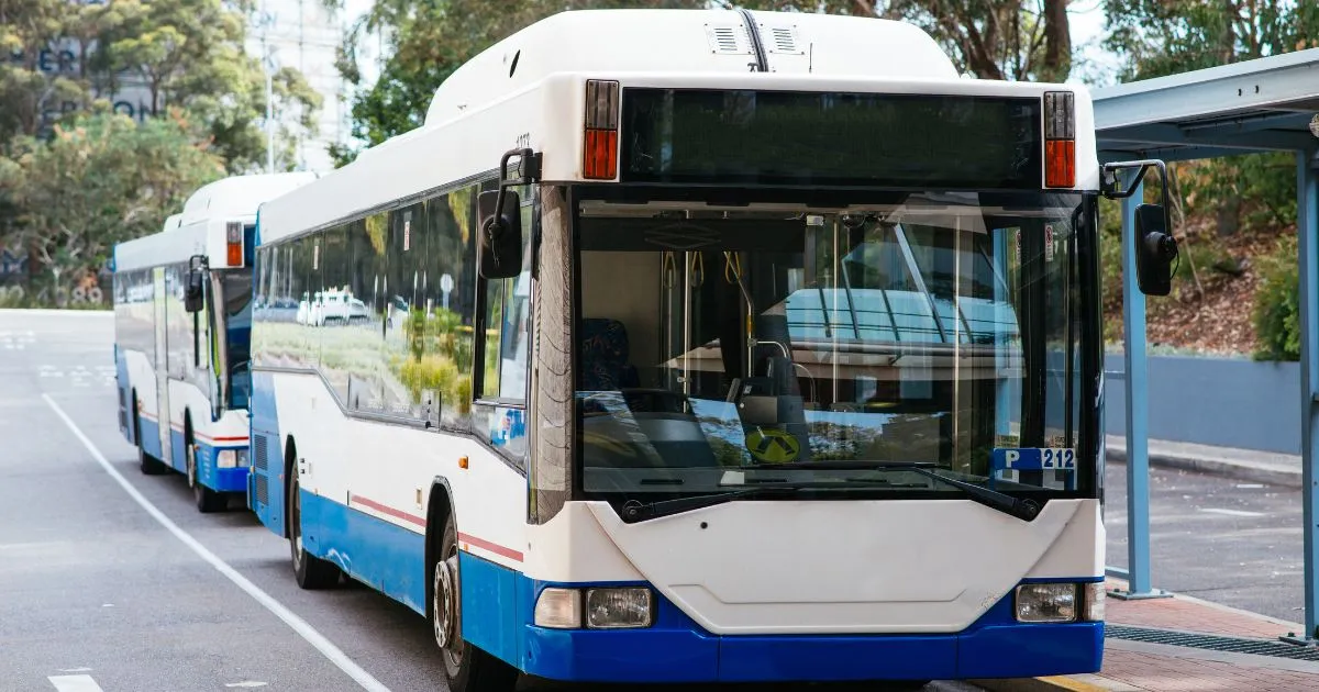 Two Public Transport Buses Waiting For Passengers In Sydney