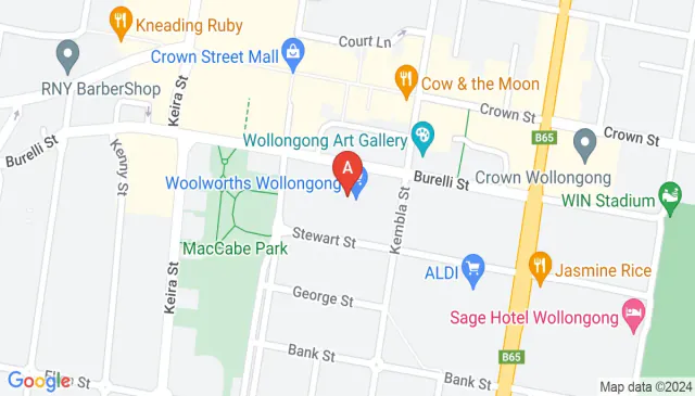 Woolworths Wollongong parking space on Burelli Street